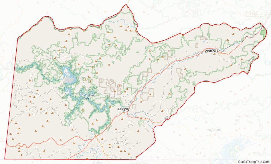 Street map of Cherokee County, North Carolina