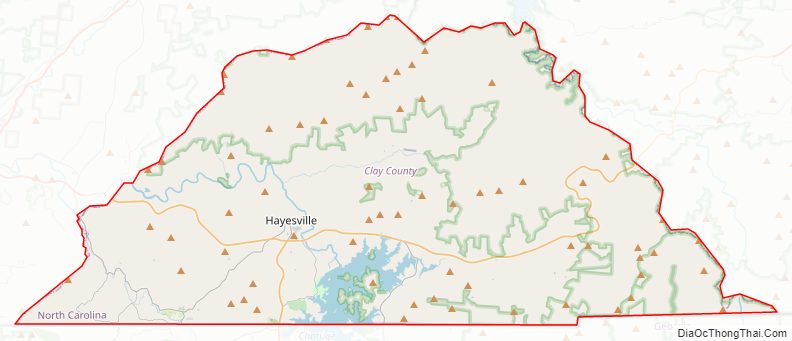Street map of Clay County, North Carolina