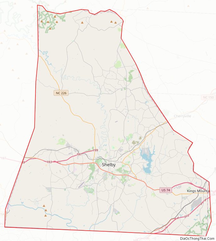 Street map of Cleveland County, North Carolina