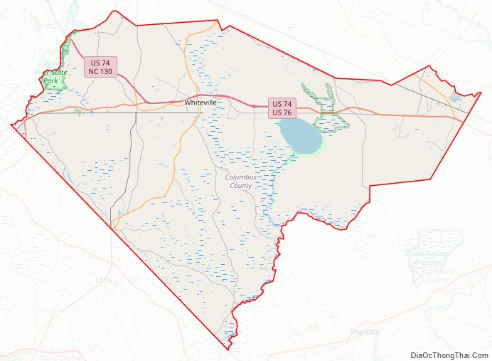 Street map of Columbus County, North Carolina