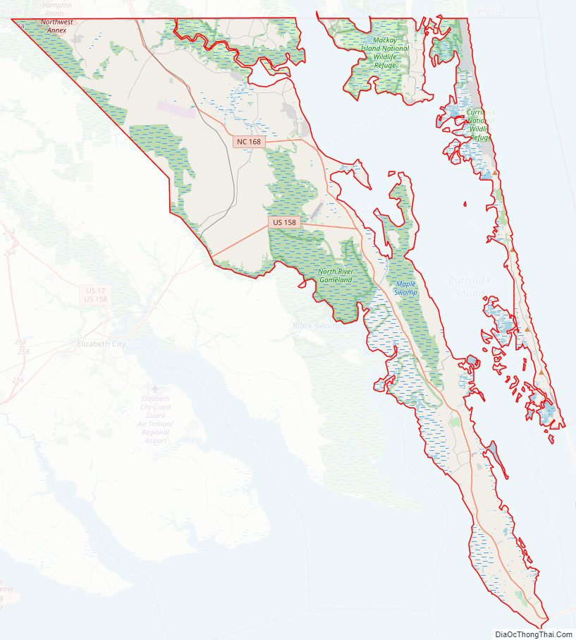 Street map of Currituck County, North Carolina