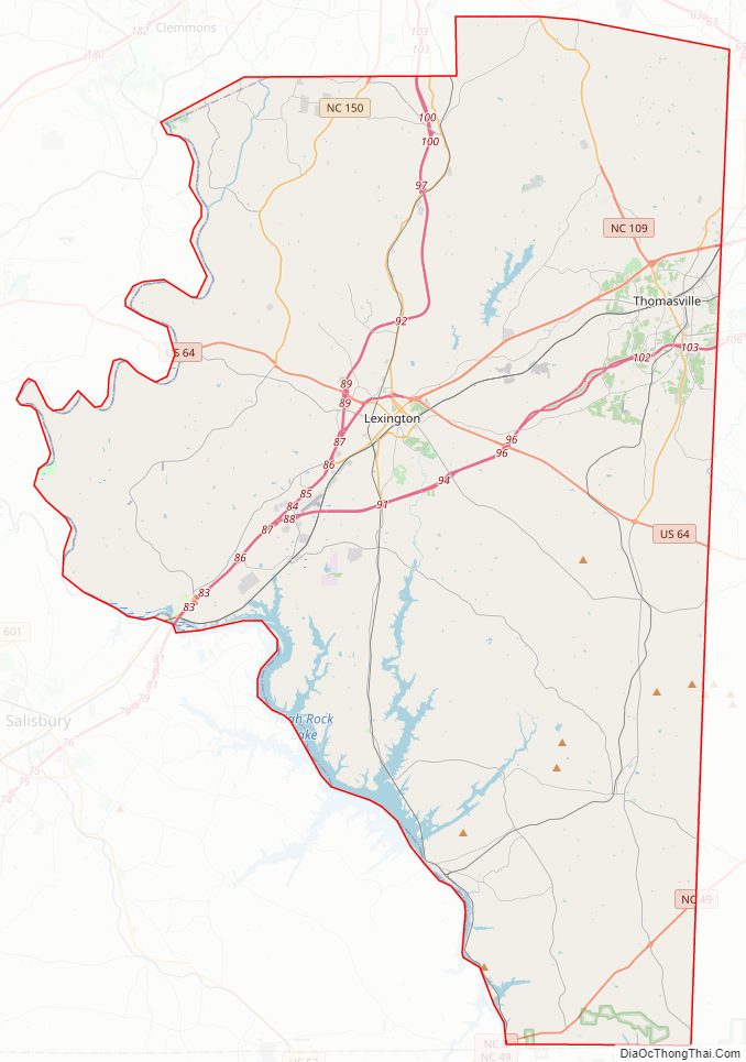 Street map of Davidson County, North Carolina