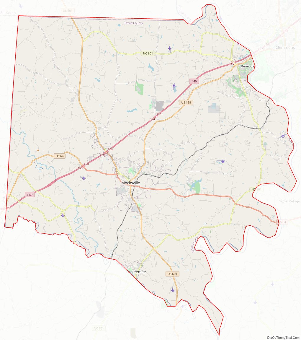 Street map of Davie County, North Carolina