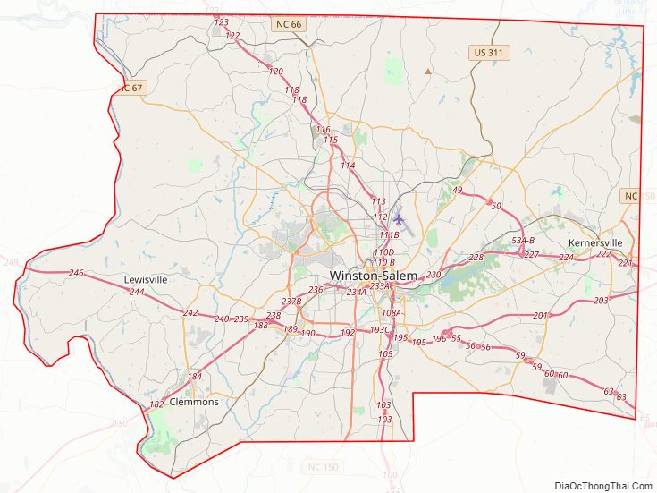 Street map of Forsyth County, North Carolina