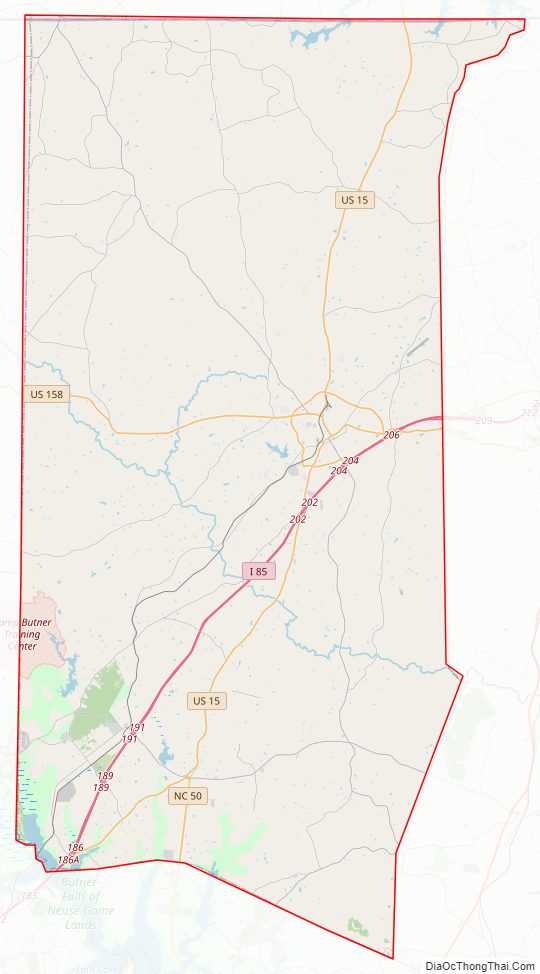 Street map of Granville County, North Carolina