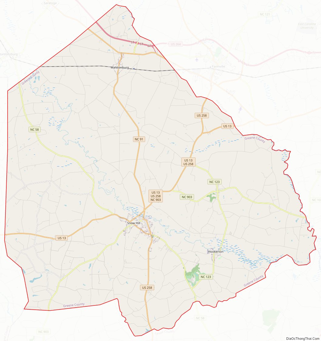Street map of Greene County, North Carolina