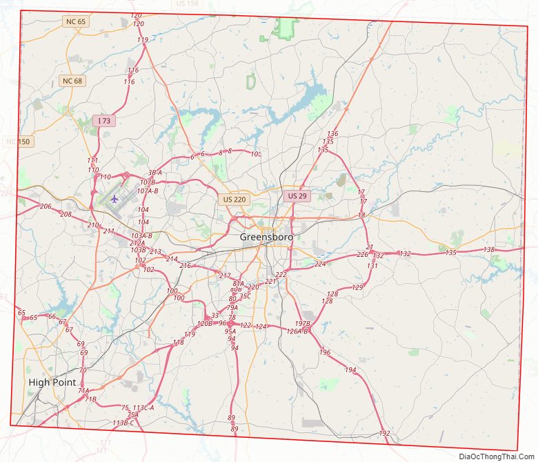 Street map of Guilford County, North Carolina