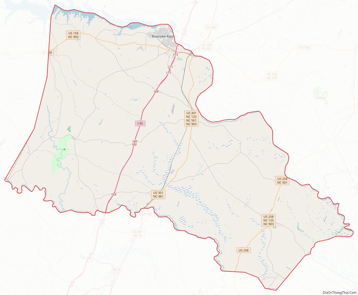 Street map of Halifax County, North Carolina
