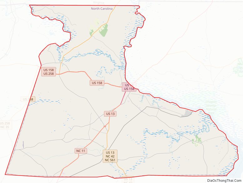 Street map of Hertford County, North Carolina