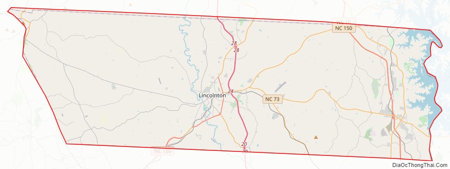 Street map of Lincoln County, North Carolina