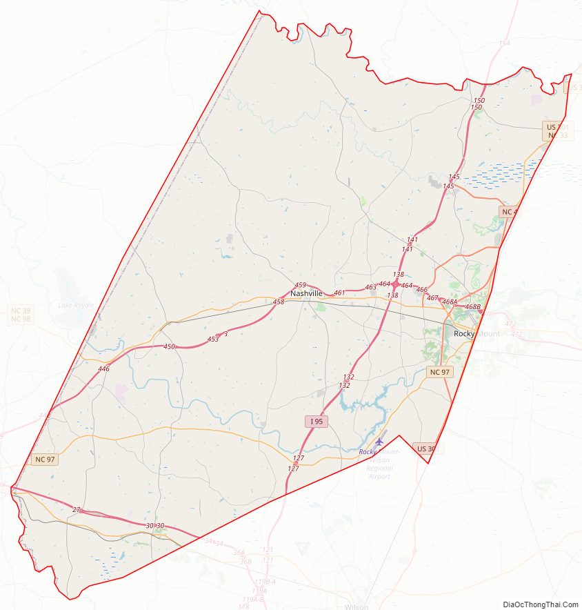 Street map of Nash County, North Carolina