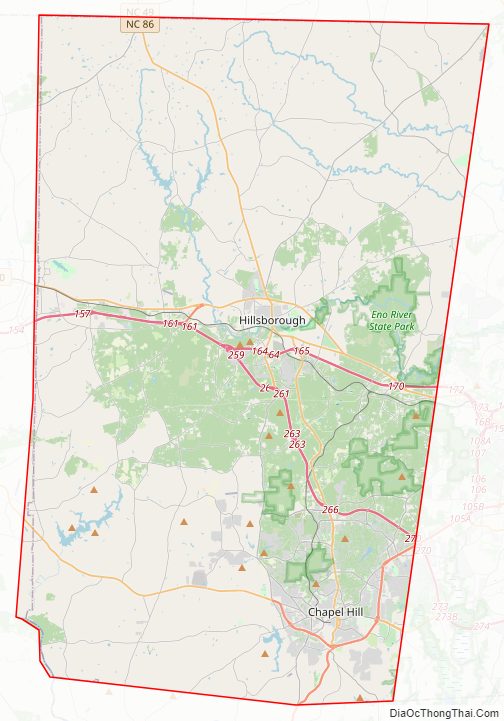 Street map of Orange County, North Carolina