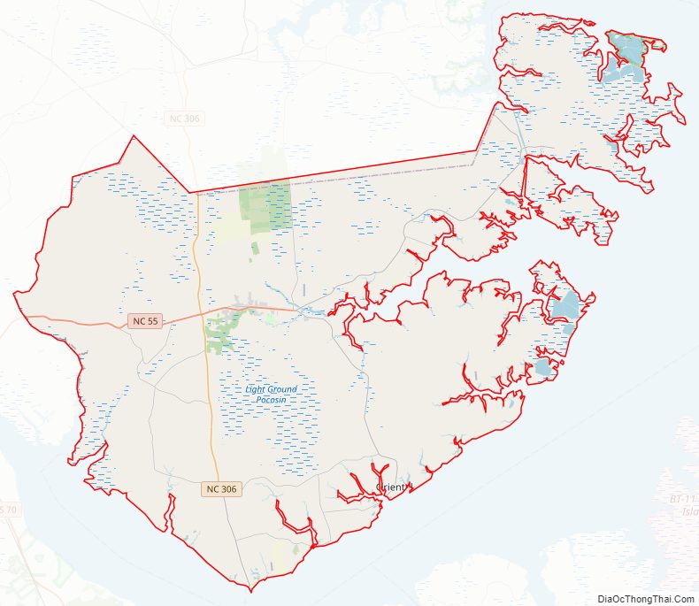 Street map of Pamlico County, North Carolina