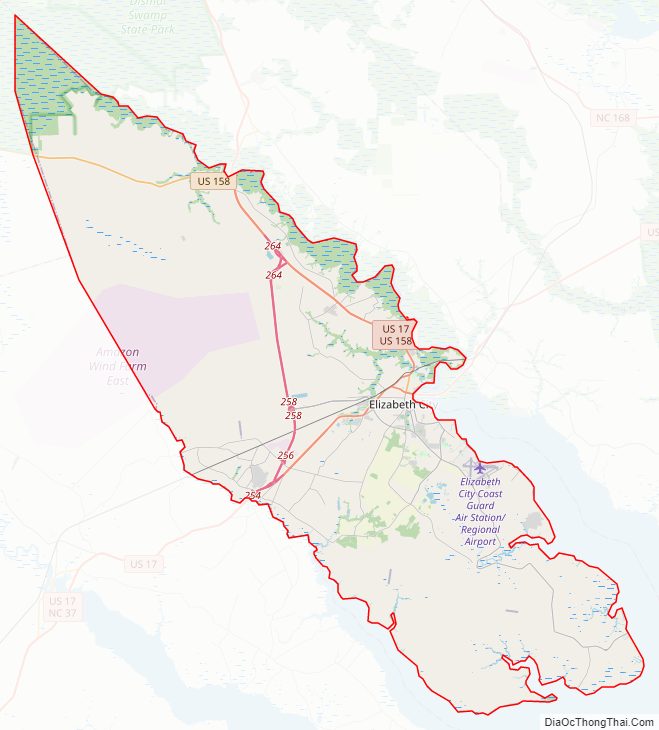 Street map of Pasquotank County, North Carolina
