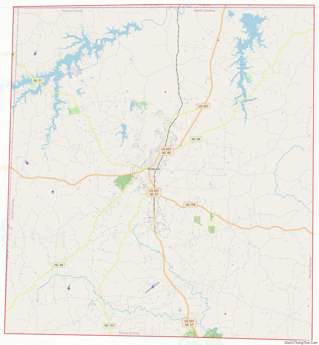 Street map of Person County, North Carolina