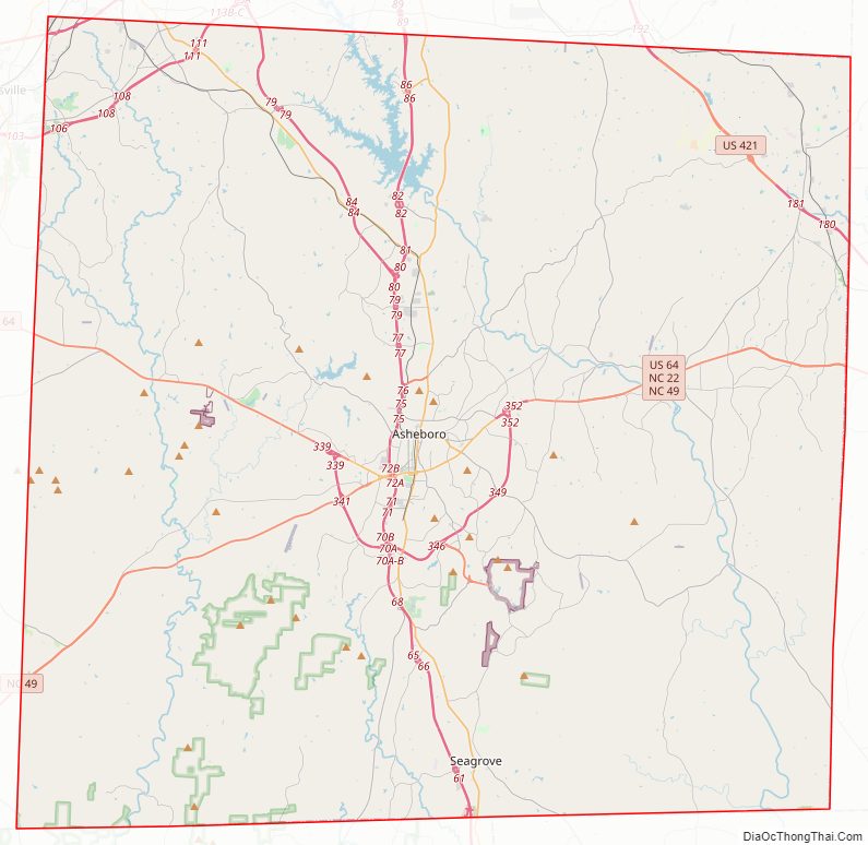 Street map of Randolph County, North Carolina
