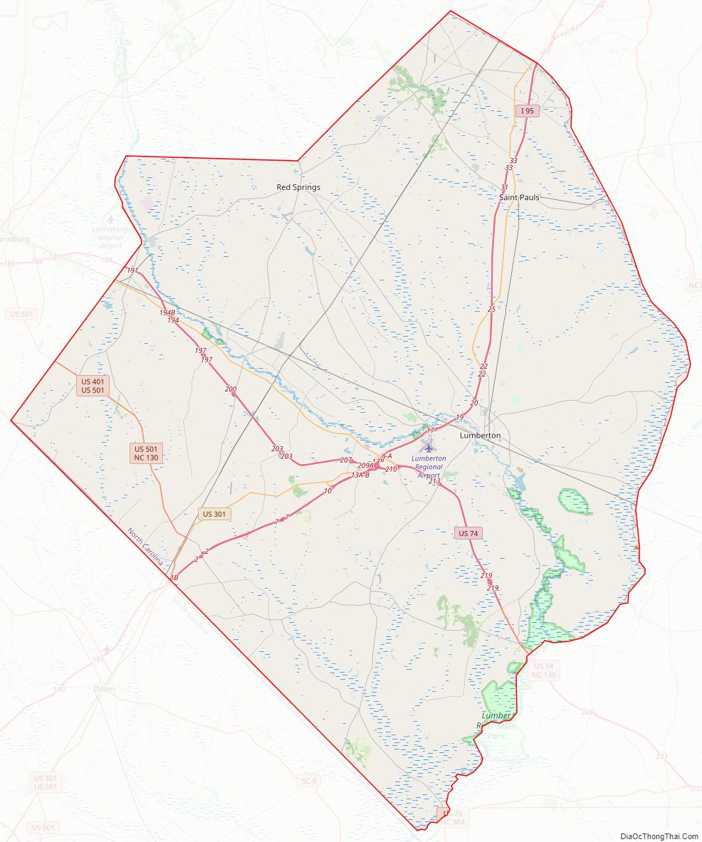 Street map of Robeson County, North Carolina