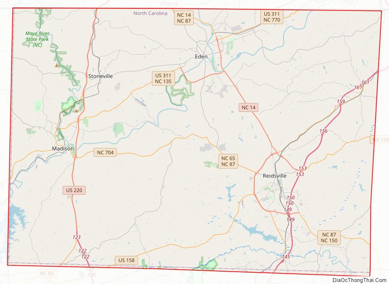 Street map of Rockingham County, North Carolina