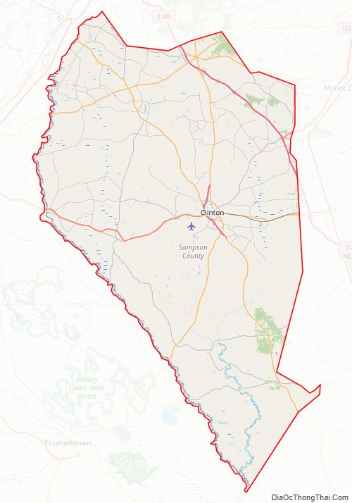 Street map of Sampson County, North Carolina