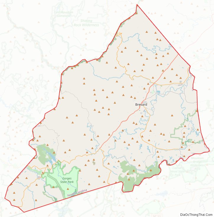 Street map of Transylvania County, North Carolina