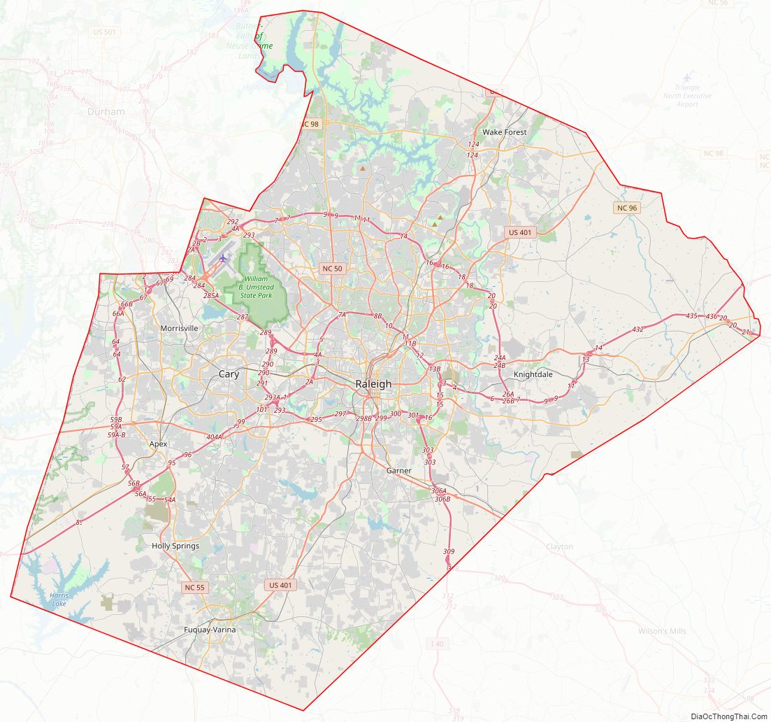 Street map of Wake County, North Carolina