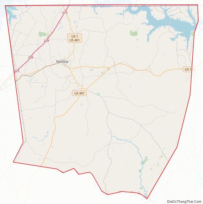 Street map of Warren County, North Carolina
