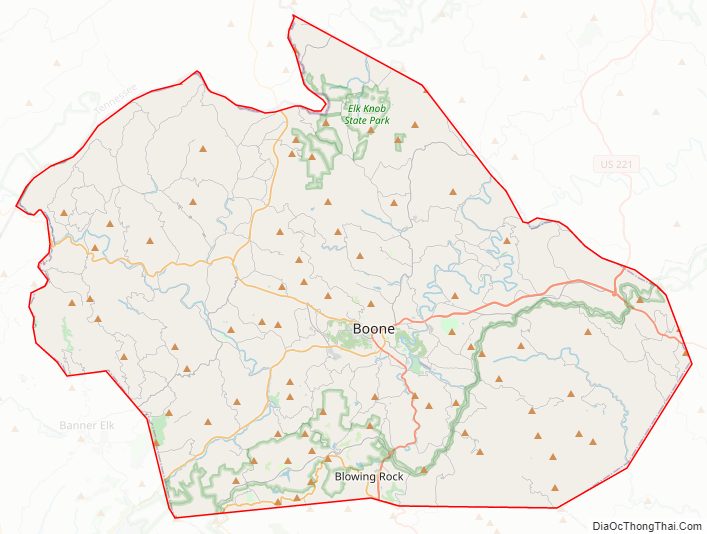 Street map of Watauga County, North Carolina