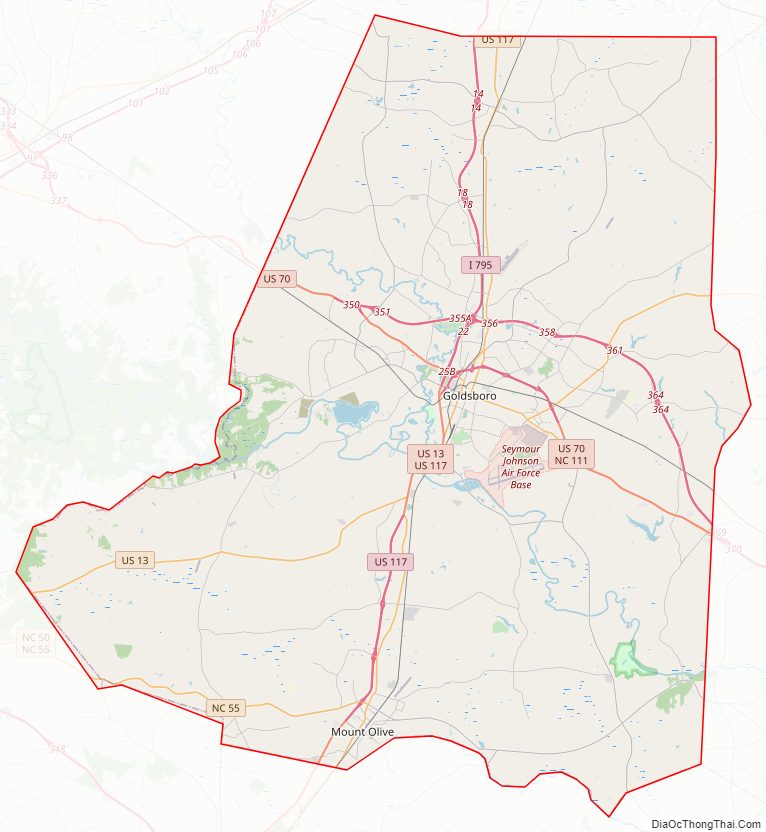 Street map of Wayne County, North Carolina