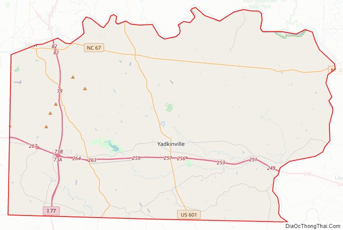 Street map of Yadkin County, North Carolina