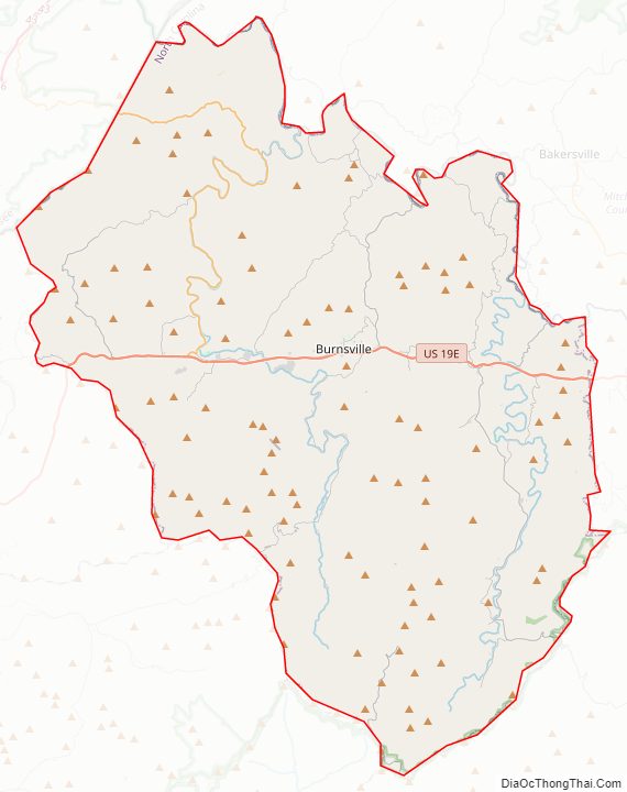 Street map of Yancey County, North Carolina