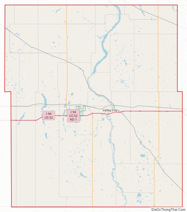 Street map of Barnes County, North Dakota