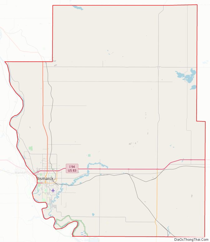 Street map of Burleigh County, North Dakota