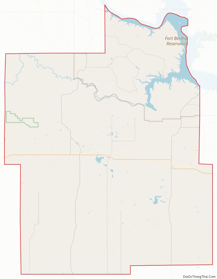 Street map of Dunn County, North Dakota