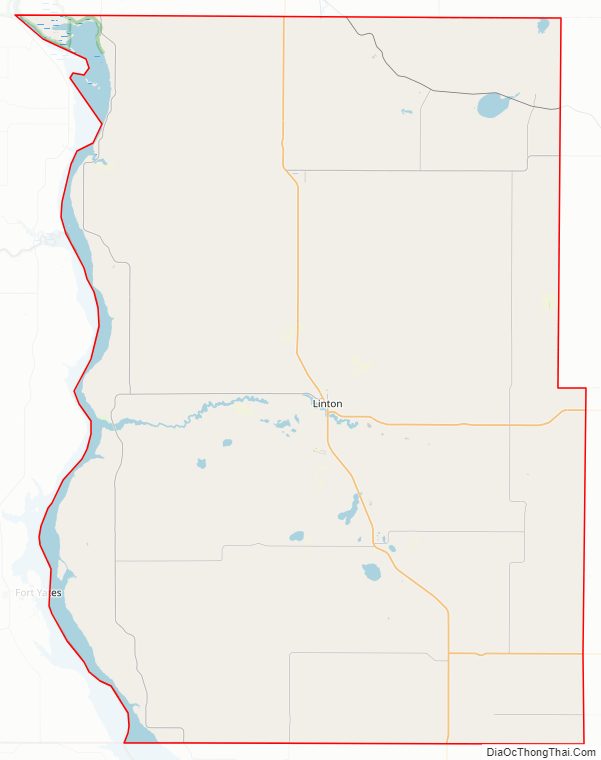 Street map of Emmons County, North Dakota