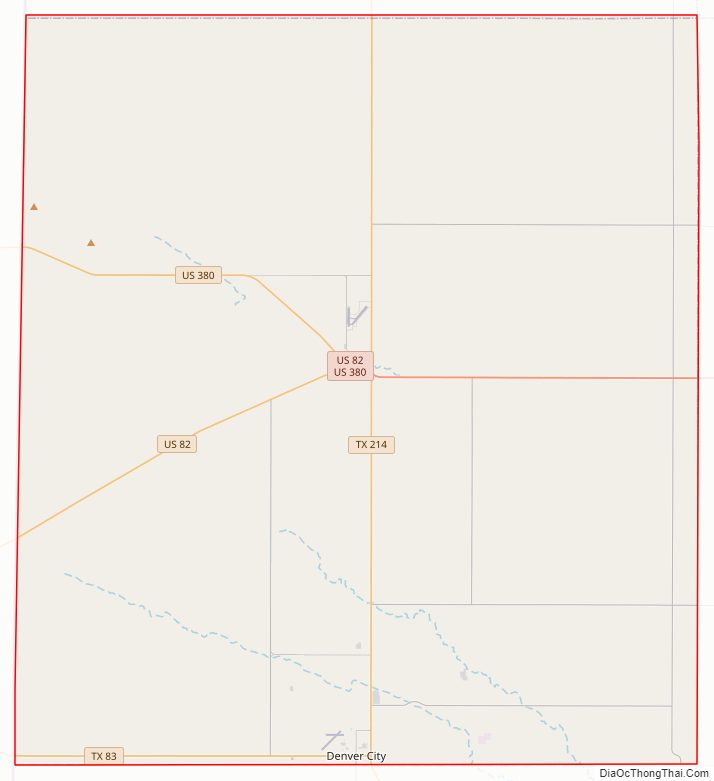 Street map of Yoakum County, Texas