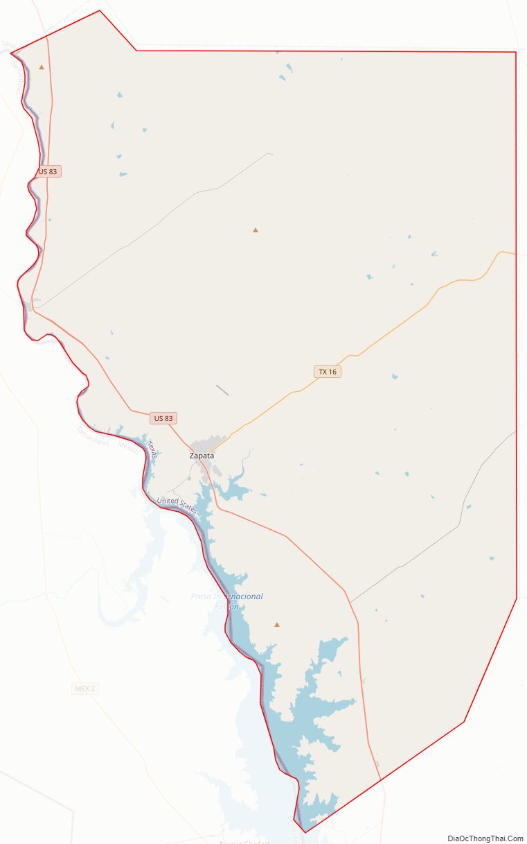 Street map of Zapata County, Texas