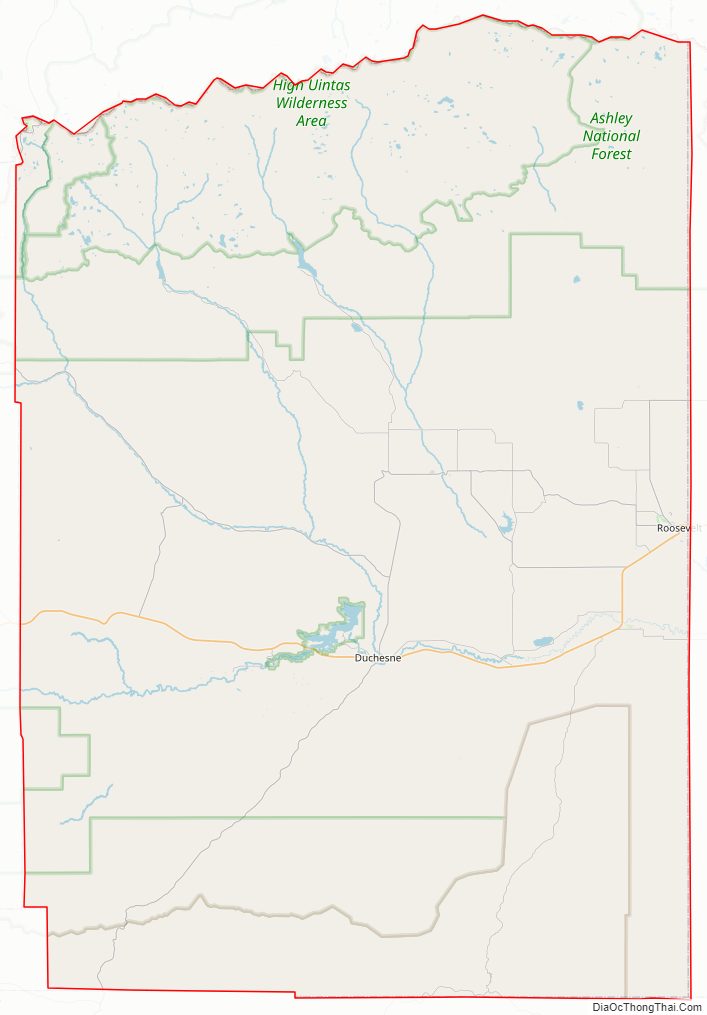 Street map of Duchesne County, Utah
