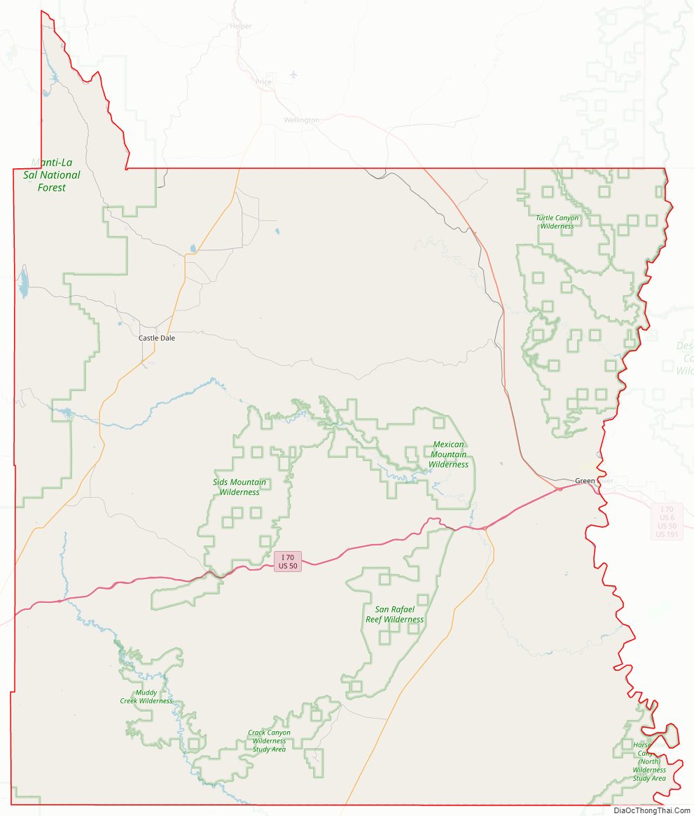 Street map of Emery County, Utah