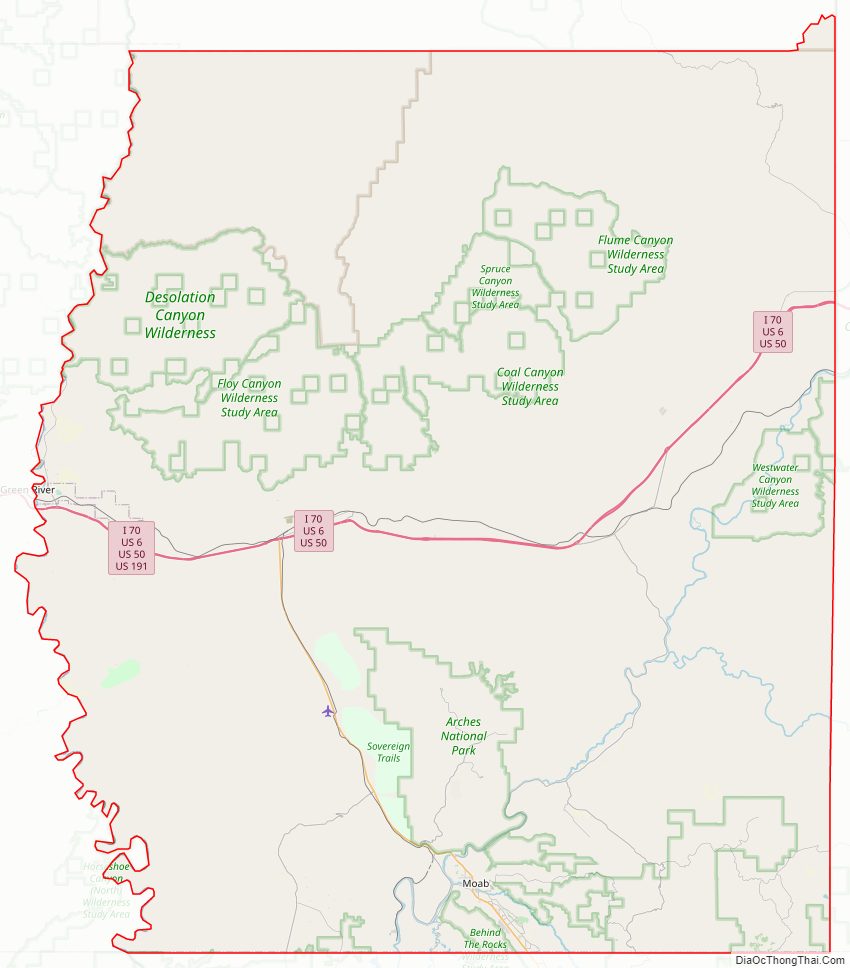 Street map of Grand County, Utah