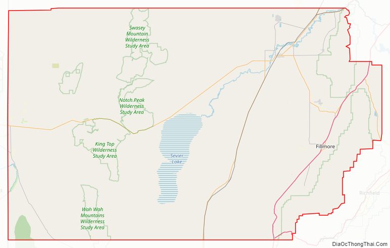 Street map of Millard County, Utah
