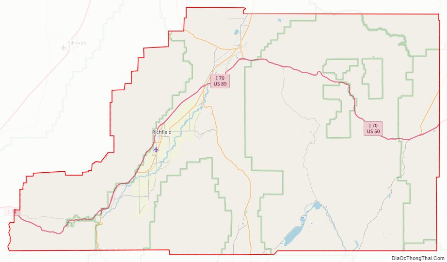 Street map of Sevier County, Utah
