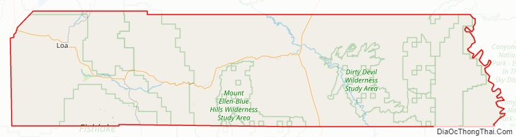 Street map of Wayne County, Utah