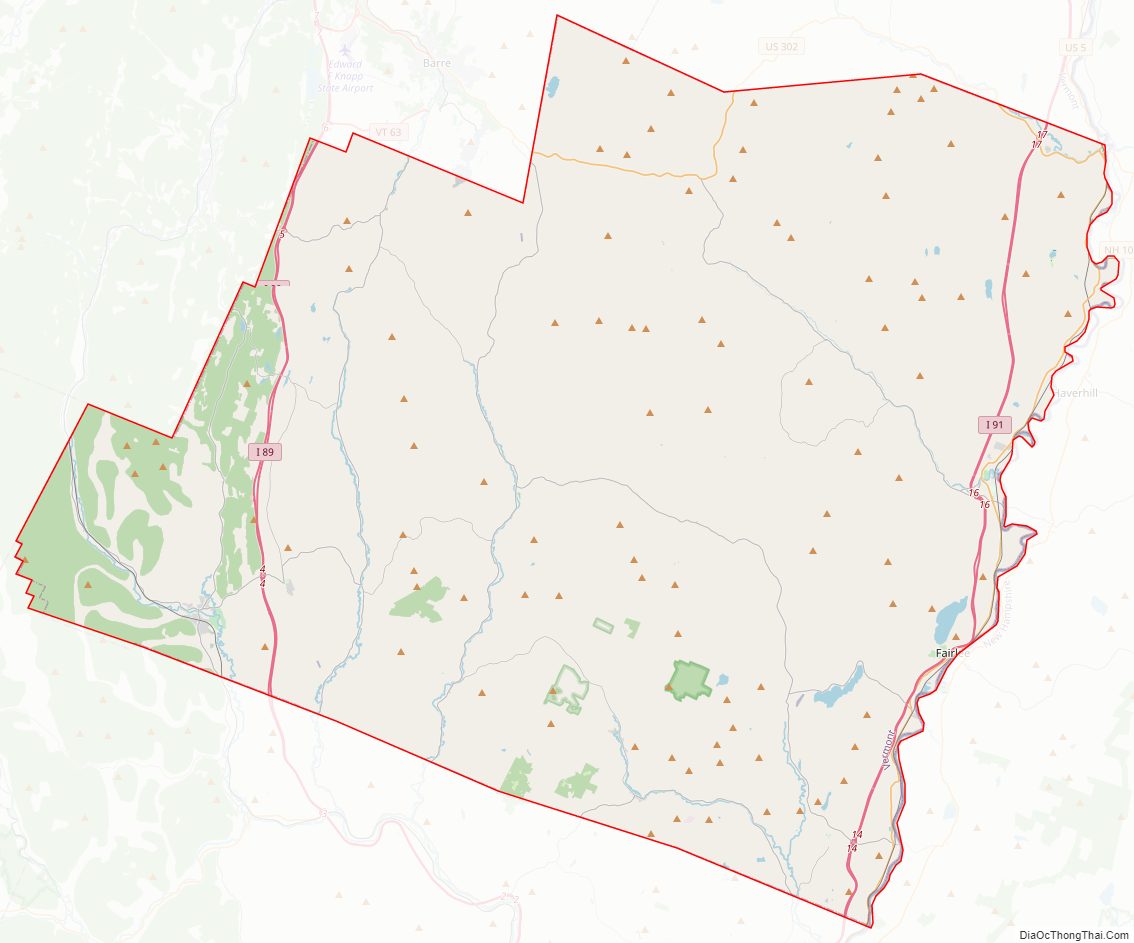 Street map of Orange County, Vermont