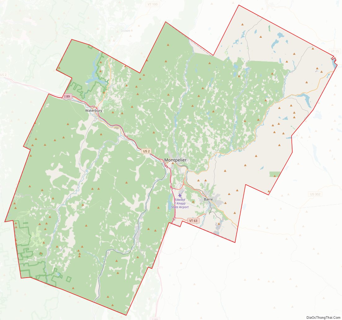 Street map of Washington County, Vermont