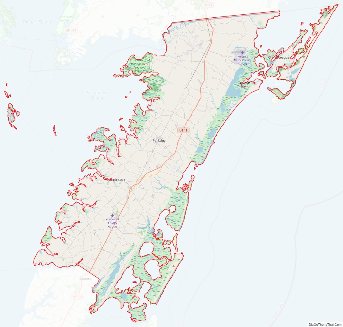 Street map of Accomack County, Virginia