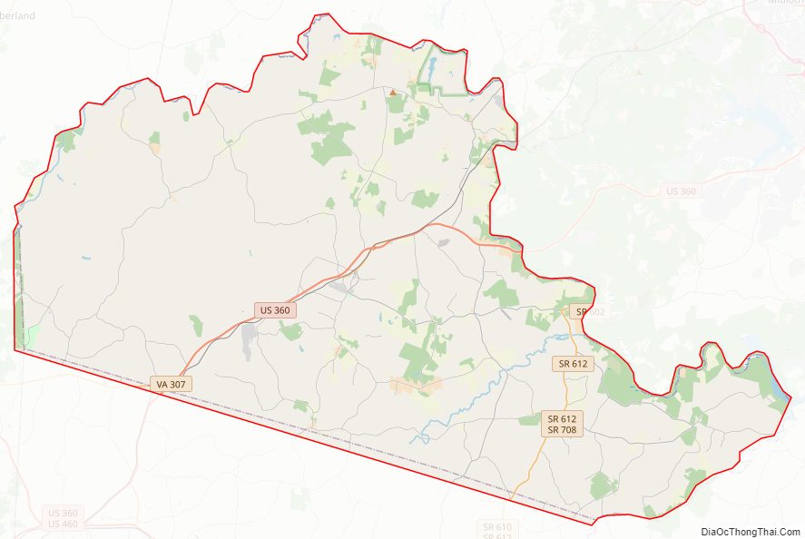 Street map of Amelia County, Virginia