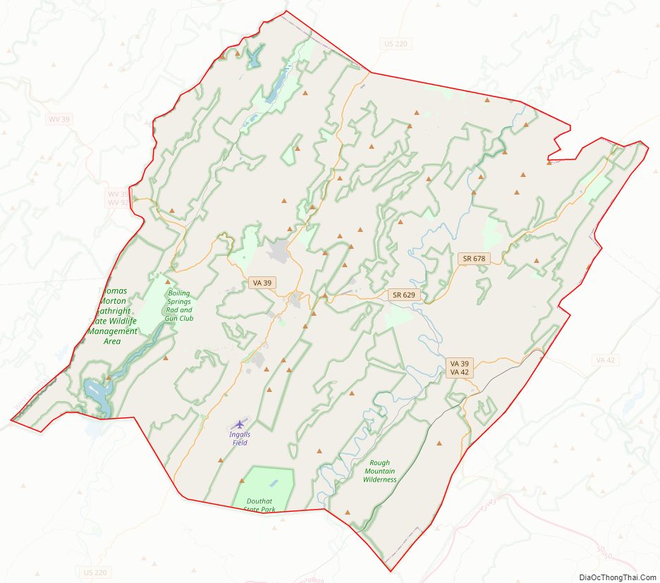 Street map of Bath County, Virginia