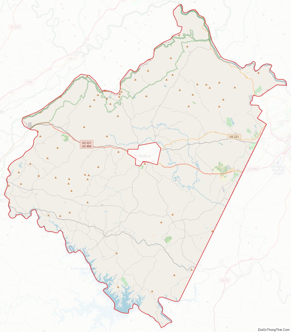 Street map of Bedford County, Virginia