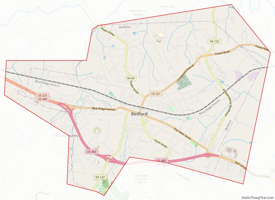 Street map of Bedford City City, Virginia