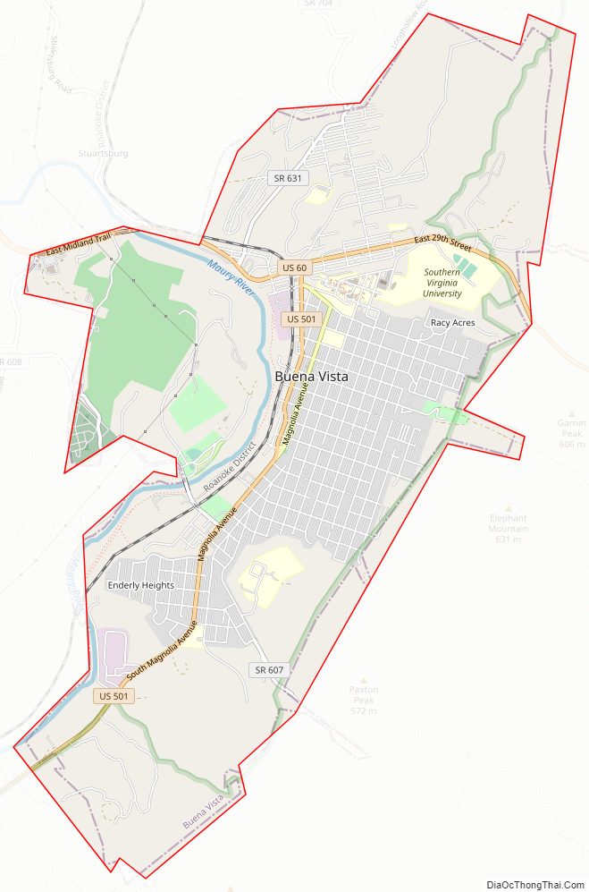 Street map of Buena Vista Independent City, Virginia